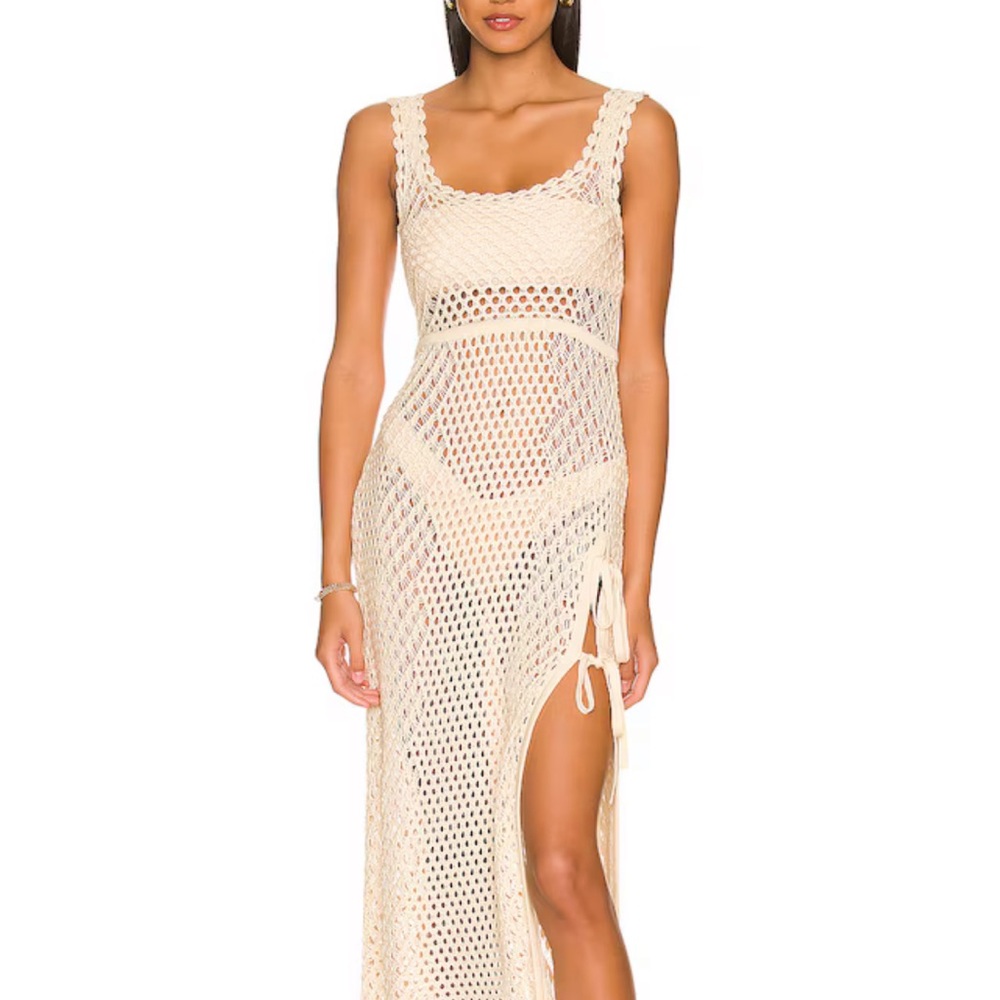 Camila Coelho Cream Crochet Swim Cover-Up